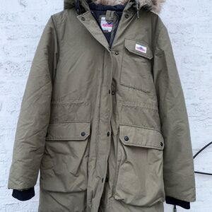 Women’s Penfield Green Parka Coat with Faux Fur Hood